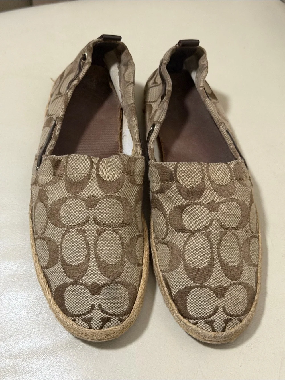 Coach women's Signature Canvas Slip-On Espadrilles in Brown size 7
